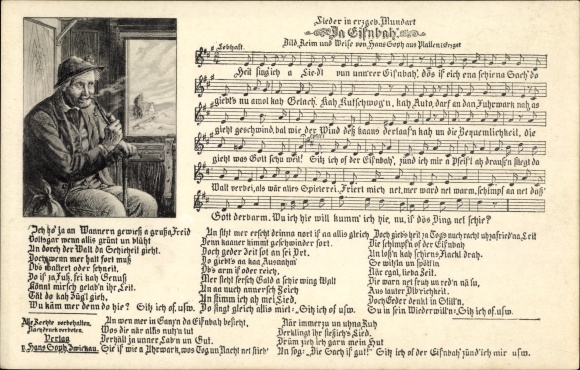 Song Postcard Soph, Hans, Da Eisnbah&#39;, Erzgebirge dialect