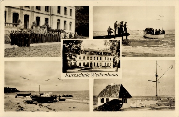 Postcard Wangels in Ostholstein, Weißenhaus short school, beach, boat