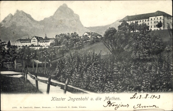 KP Ingenbohl Canton Schwyz Szwajcaria, Klasztor Mythen, Góry, Krajobraz