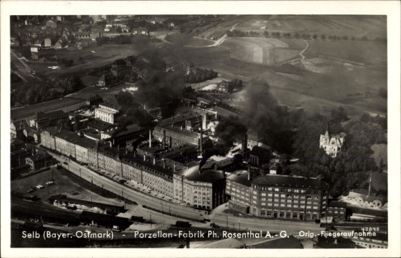 PC Selb in the Fichtelgebirge of Upper Franconia, porcelain factory Ph. Rosenthal AG, aerial photo