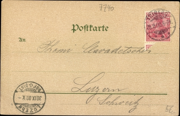 Chromo-Litho Triberg in the Black Forest, general view, waterfall, Black Forest farmhouse, cows