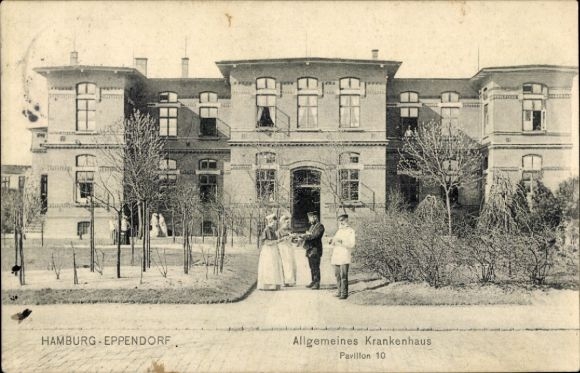 Postcard Hamburg Nord Eppendorf, General Hospital, Pavilion 10