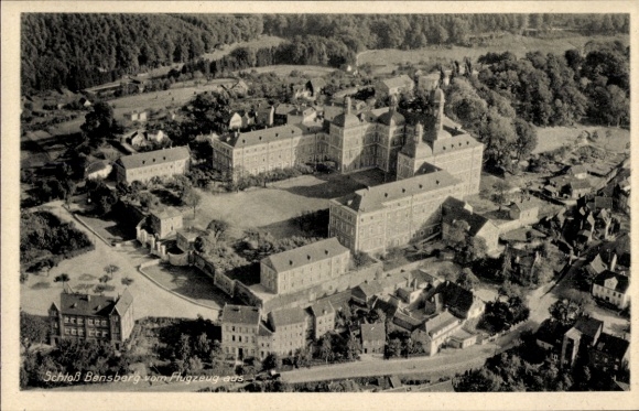 Postcard Bensberg Bergisch Gladbach, castle from the plane
