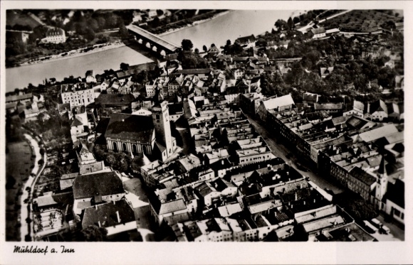 Postcard Mühldorf am Inn Upper Bavaria, aerial photograph