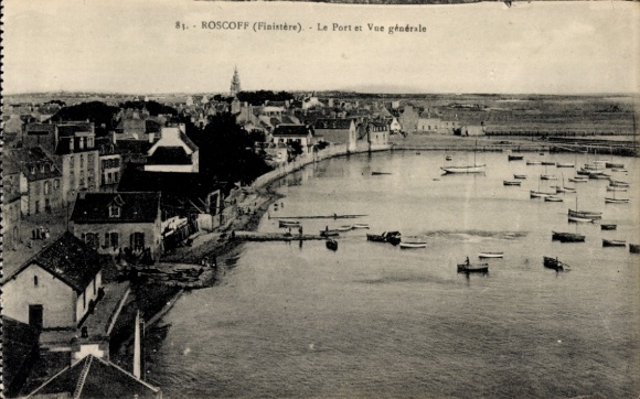 Postcard Roscoff Finistère, harbour, general view