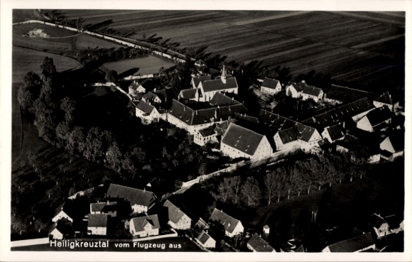 Postcard Heiligkreuztal Altheim, aerial photograph