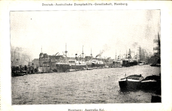 Ak Hamburg, haven, Australische kade, Duitse Australische Stoomvaart Maatschappij
