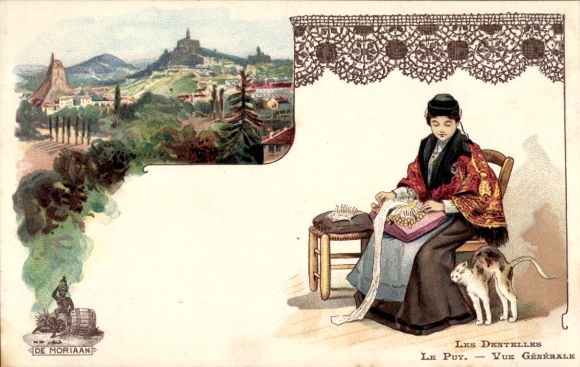 Ansichtkaart Frankrijk, Les Dentelles le Puy, reclame A. Van de Biggelaar & Co.