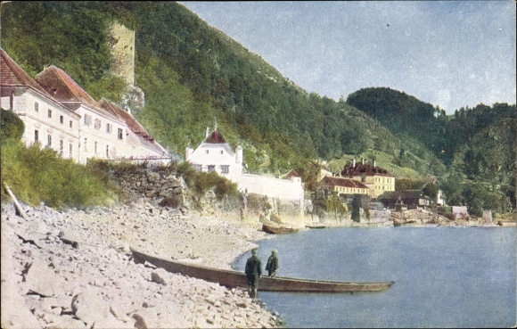 Postcard Sarmingstein St. Nikola Upper Austria, banks of the Danube