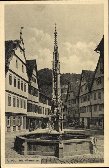 PC Bad Urach in the Swabian Alb, lot at the market fountain