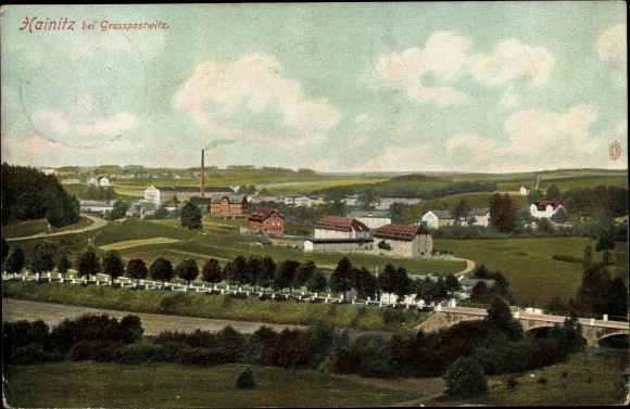 Postcard Hainitz Großpostwitz in Sachsen, Gesamtansicht