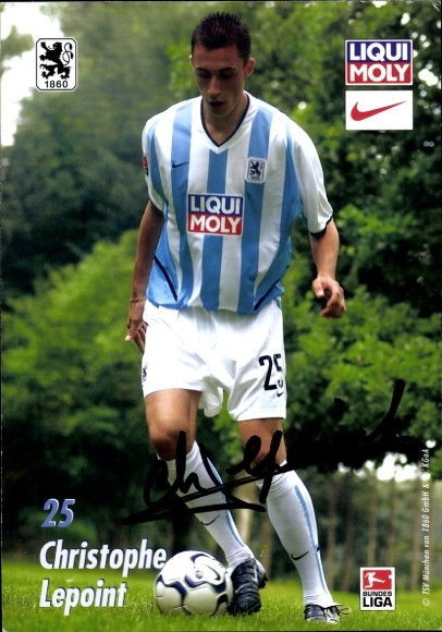 Autograph card footballer Christophe Lepoint, TSV 1860 Munich, autograph