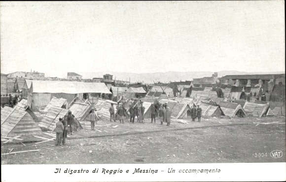 Ak Reggio Calabria Calabria und Messina Sicilia Sizilien, Disastro, Un accampamento, Erdbeben 1908