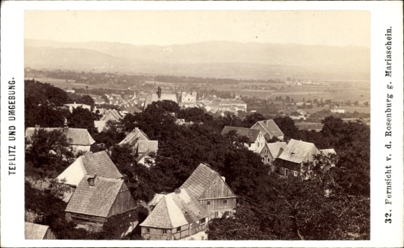 CdV Teplice Teplitz Reg. Aussig, distant view from the Rosenburg towards Mariaschein, Bohosudov