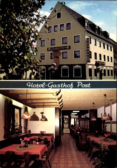 Postcard Höchstadt an der Aisch, Hotel-Gasthof &quot;Post&quot;, Hauptstraße 34, dining room