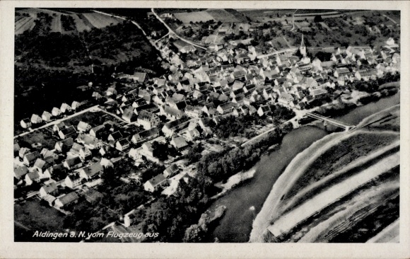 Postcard Aldingen in Württemberg, aerial photograph