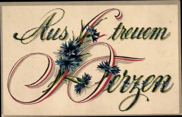 Postcard From a loyal heart, patriotism Empire, cornflowers