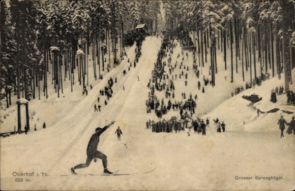 Ak Oberhof in het Thüringer Woud, Grosser Sprunghügel