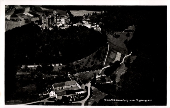 Postcard Schaumburg Rinteln on the Weser, Schaumburg Castle, castle, aerial photograph