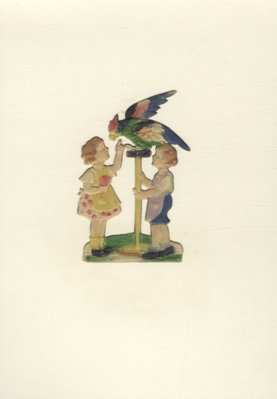 Wafer Children with Parrot, approx. 12 x 8.5 cm