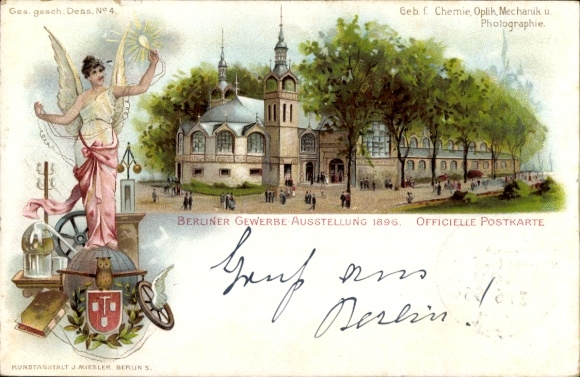 Chromo-Litho Berlin Treptow, Trade Exhibition 1896, Building for Chemistry, Optics, Mechanics and Photography