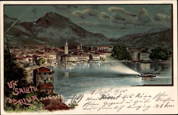 Artist Chromo-Litho Spindler, Erwin, Riva del Garda Trentino, Panorama