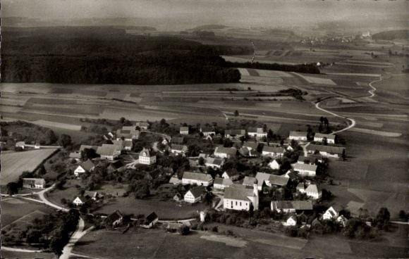 Postcard Attenhausen Krumbach in Swabia, aerial photograph