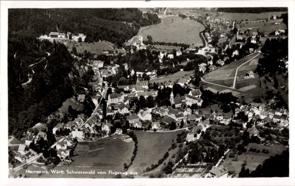 Postcard Bad Herrenalb Black Forest, aerial photograph of the town