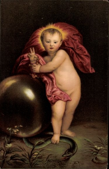 Artist Postcard van Dyck, Jesus Christ Stepping on the Snake