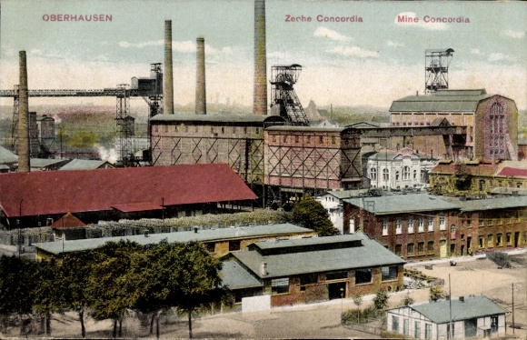 Ak Oberhausen im Ruhrgebiet, Zeche Concordia, Gesamtansicht