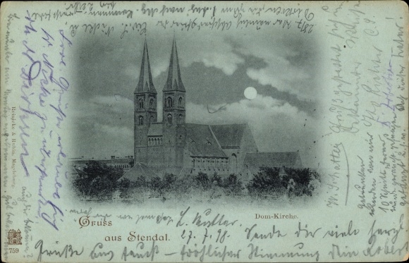 Mondschein Ak Stendal in der Altmark, Domkirche