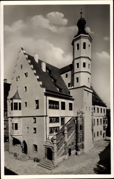 Postcard Nördlingen in the Nördlinger Ries Swabia, town hall