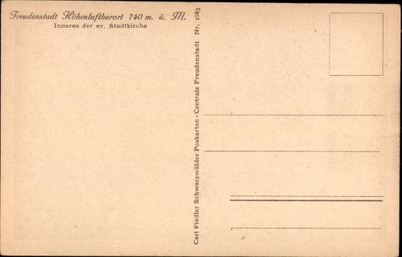 Ak Freudenstadt im Schwarzwald, Innenansicht der Stadtkirche, hohe Decke, Fenster mit buntem Glas