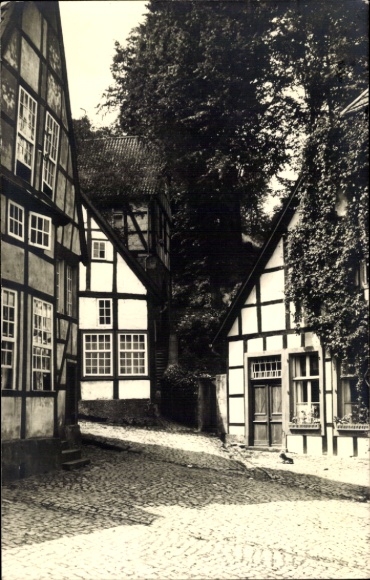 Ak Tecklenburg Teutoburger Wald, Gasse mit Häuserfront
