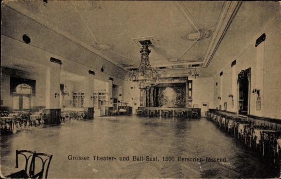 Ak Berlin Pankow Niederschönhausen Schönholz, Grosser Theater- und Ball-Saal, 1500 Personen, küns