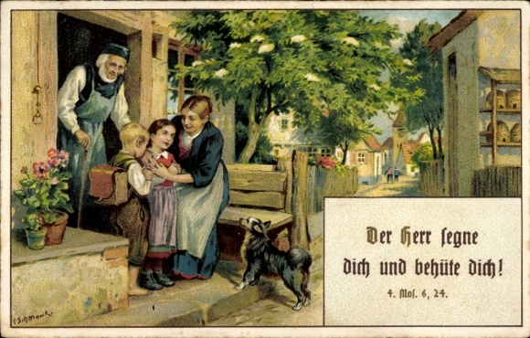 Artist Postcard Schmauk, C., The Lord bless you and protect you, 4. Mat. 6, 24