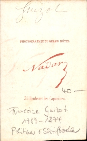 CdV writer and politician François Guizot, portrait