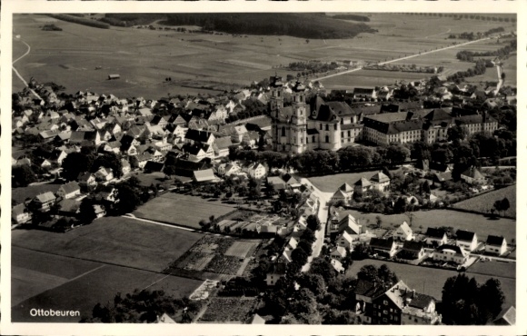 Postcard Ottobeuren in Upper Swabia Allgäu, aerial photograph