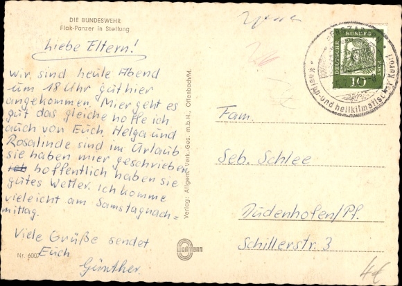 Postcard Deutsche Bundeswehr, anti-aircraft tanks in position, Y 302 061, German soldiers