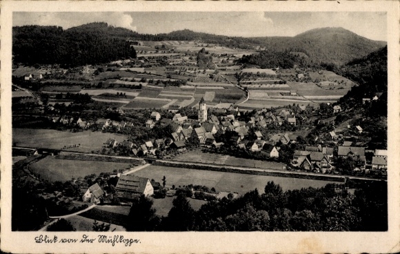 Ak Pommelsbrunn in Mittelfranken, Panorama, Blick von der Mühlkoppe