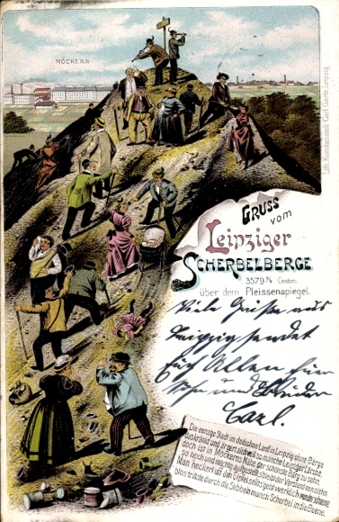 litho Möckern Leipzig in Saksen, Scherbelberg, klimfeest