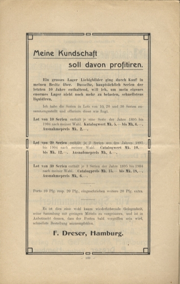 Liebig pictures newspaper advertising Dreser issue 4, volume 10, 1905