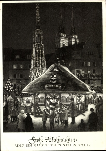 PC Nuremberg in Middle Franconia, Christkindles-Markt, St. Sebalduskirche, Schöner Brunnen