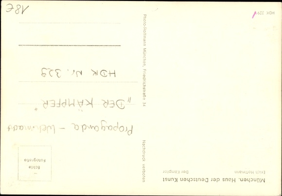 Postcard House of German Art, HDK 329, The Fighter, plastic by Erich Hoffmann