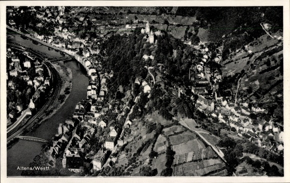Postcard Altena in Westphalia, aerial photograph
