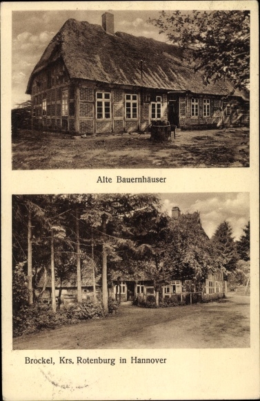 Ak Brockel Niedersachsen, Alte Bauernhäuser