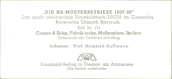 Stereo room image photo &quot;The NS model companies 1937-38&quot; No. 231 factory techn. Dimension paper Gruner &amp; Sohn