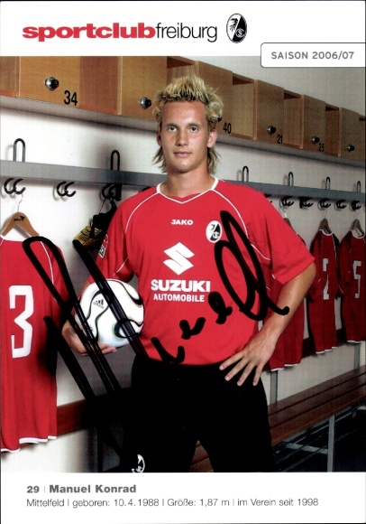 Autograph card footballer Manuel Konrad, SC Freiburg, autograph