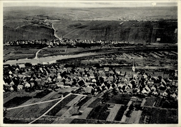 Postcard Nordheim am Main Lower Franconia, aerial photograph