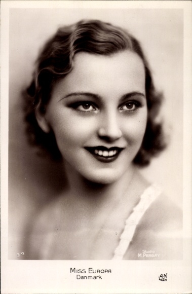 Sammelbild Die schönsten Frauen der Welt, Schönheitskönigin, Miss Europa 1932, Dänemark